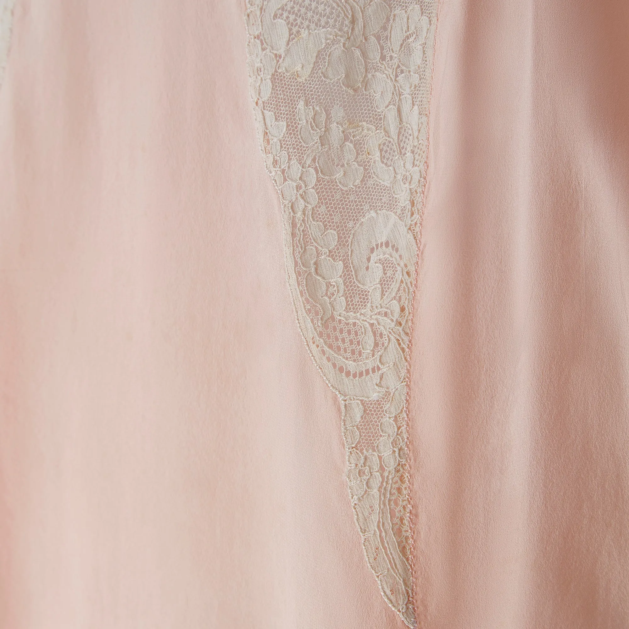 1930s Peach Silk and Lace Insert Slip Dress