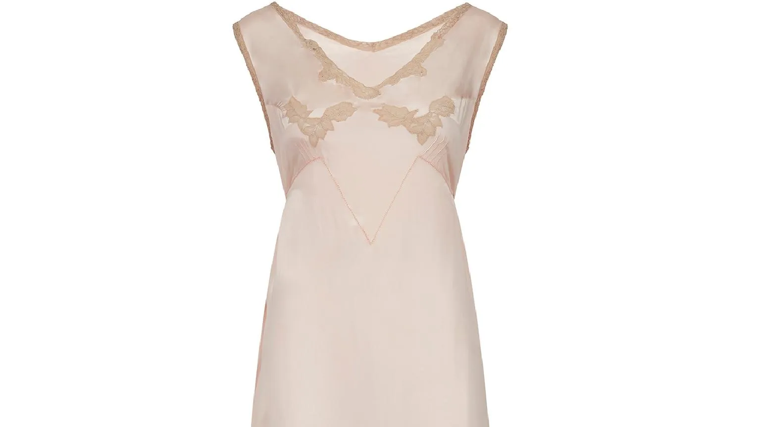 1930s Pink Satin Slip with Lace Cut-Out