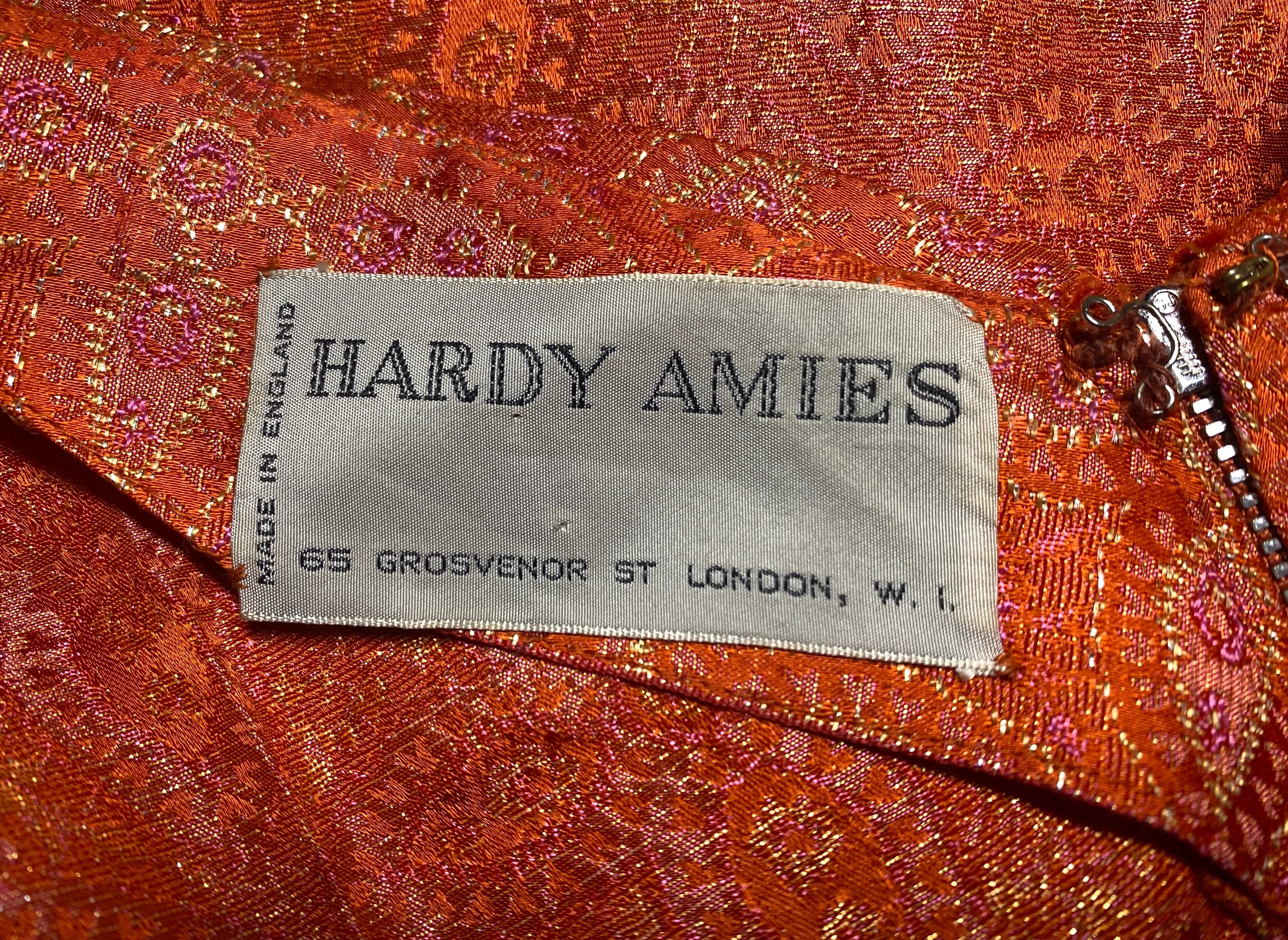 1950s Hardy Amies Orange Paisley Brocade Dress