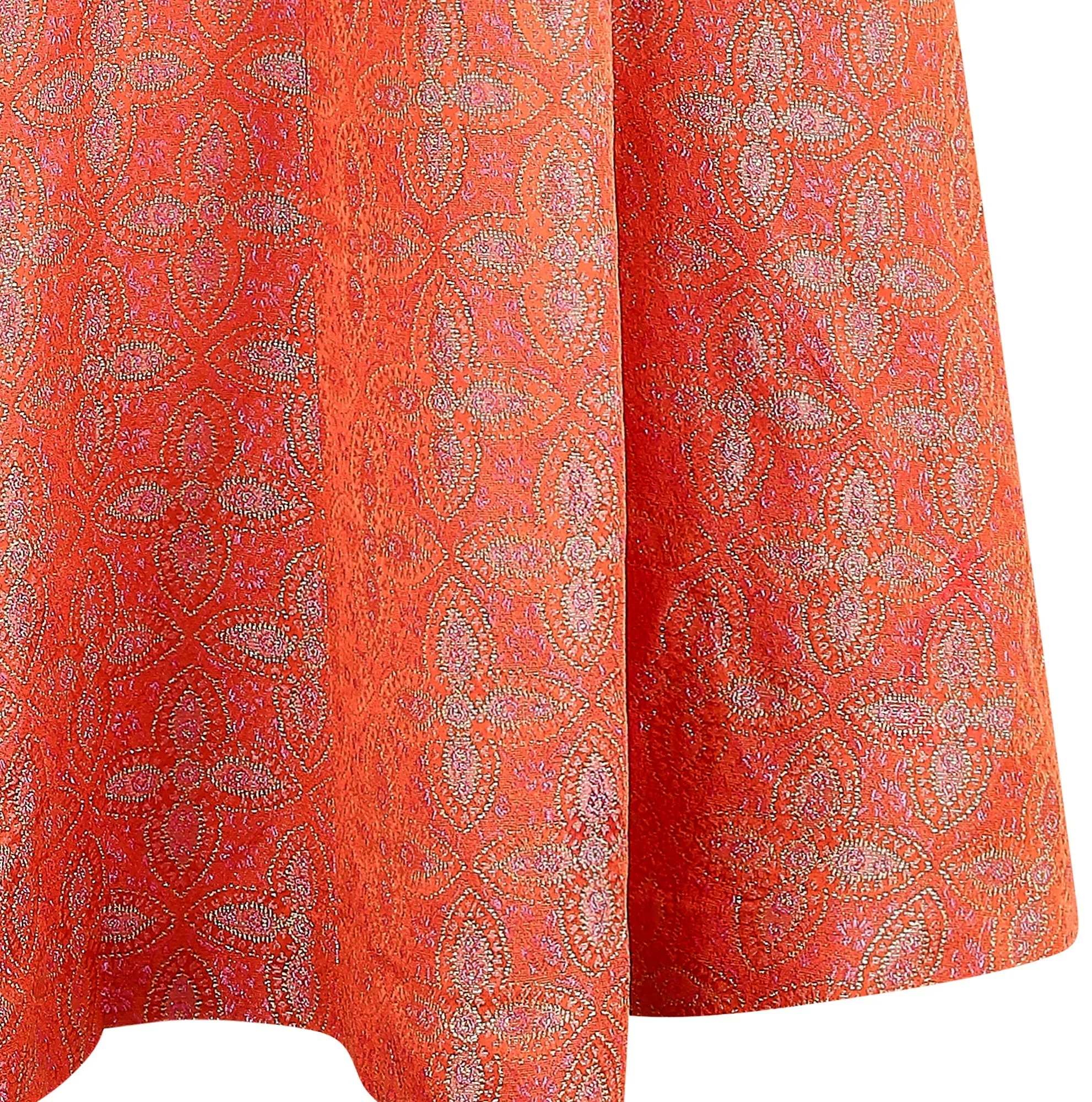 1950s Hardy Amies Orange Paisley Brocade Dress