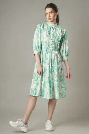 A-Line Floral Button Down Tiered Shirt Dress