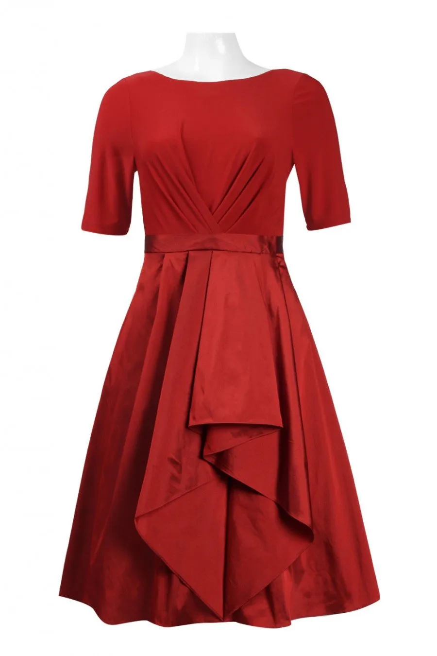 Adrianna Papell - AP1D101549 Bateau Jersey/Taffeta A-line Dress