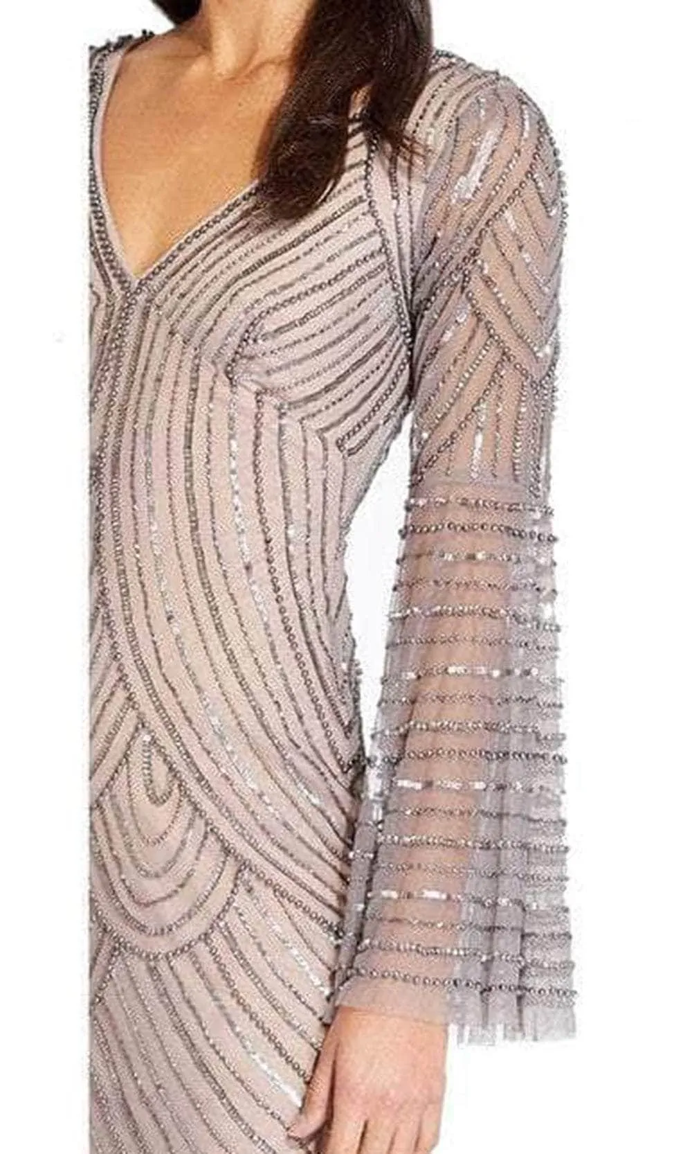 Adrianna Papell AP1E205923 - Long Bell Sleeve V-Neck Evening Dress