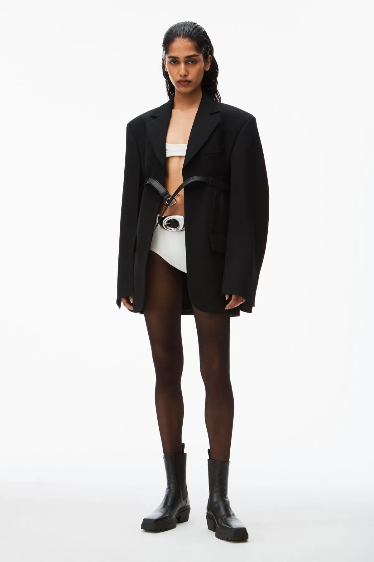 Alexander Wang Leather Belted Blazer - Black