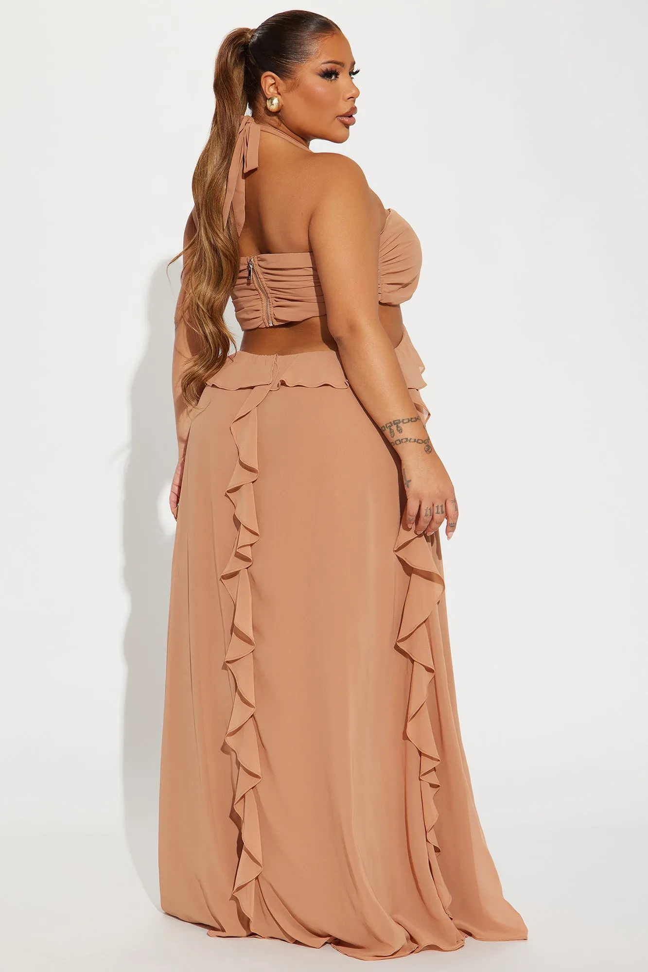 Ameliah Chiffon Maxi Dress - Mocha