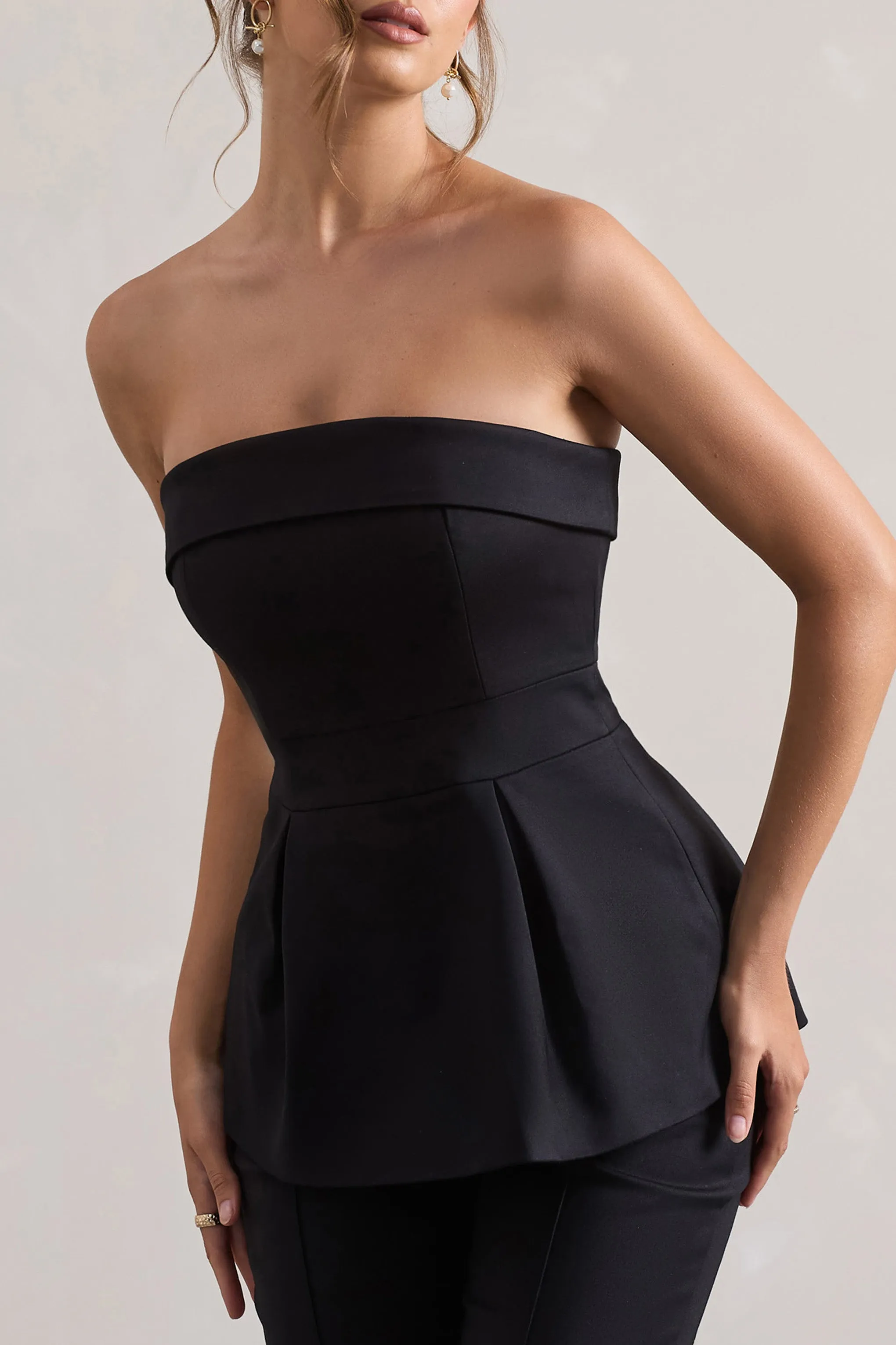 Arrow | Black Strapless Tailored Top