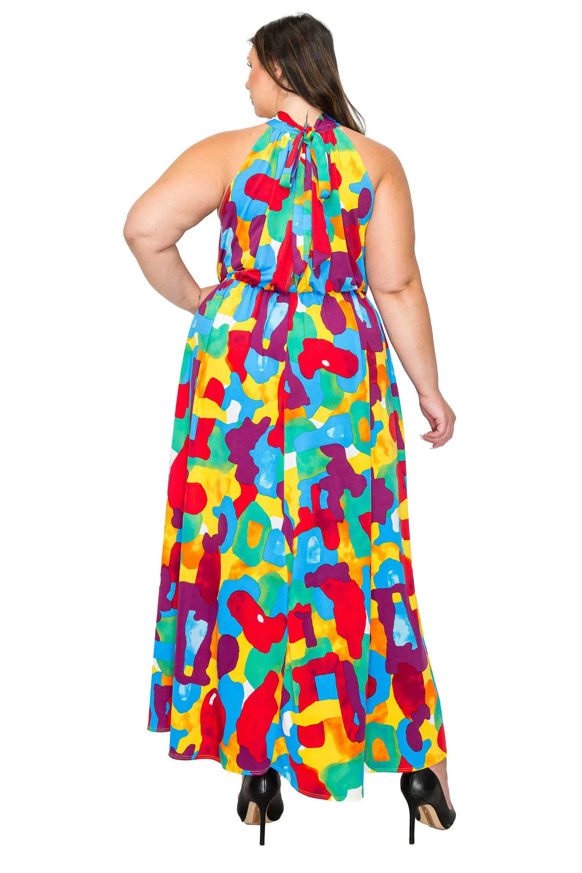 Arroyo Halter Neck Maxi Dress in Abstract Print