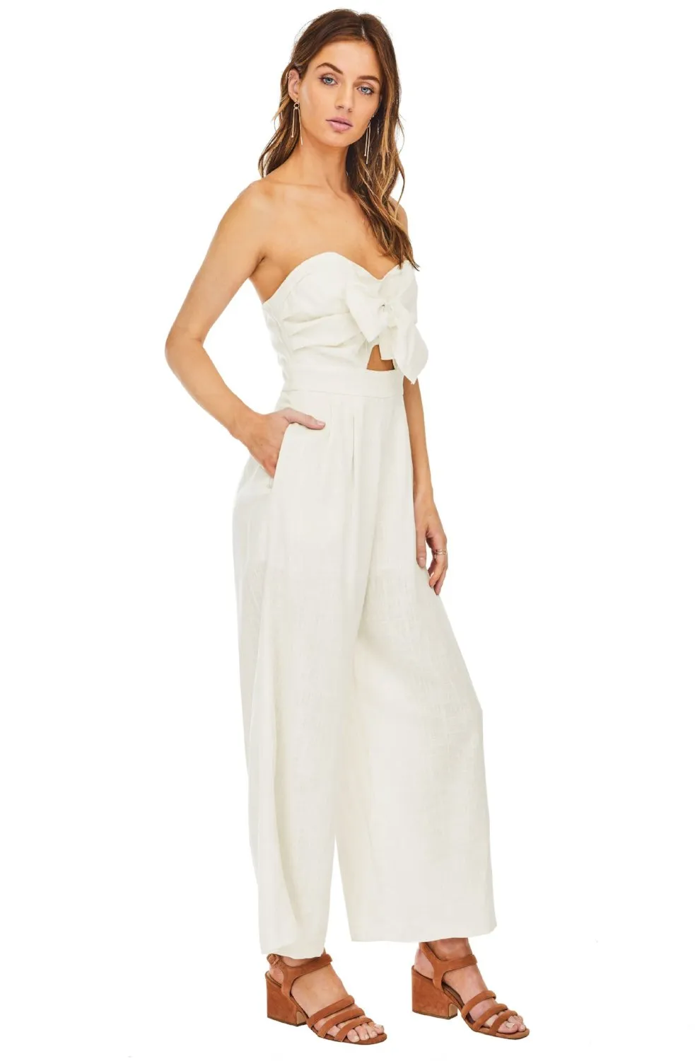 ASTR Mara Bow Strapless Jumpsuit