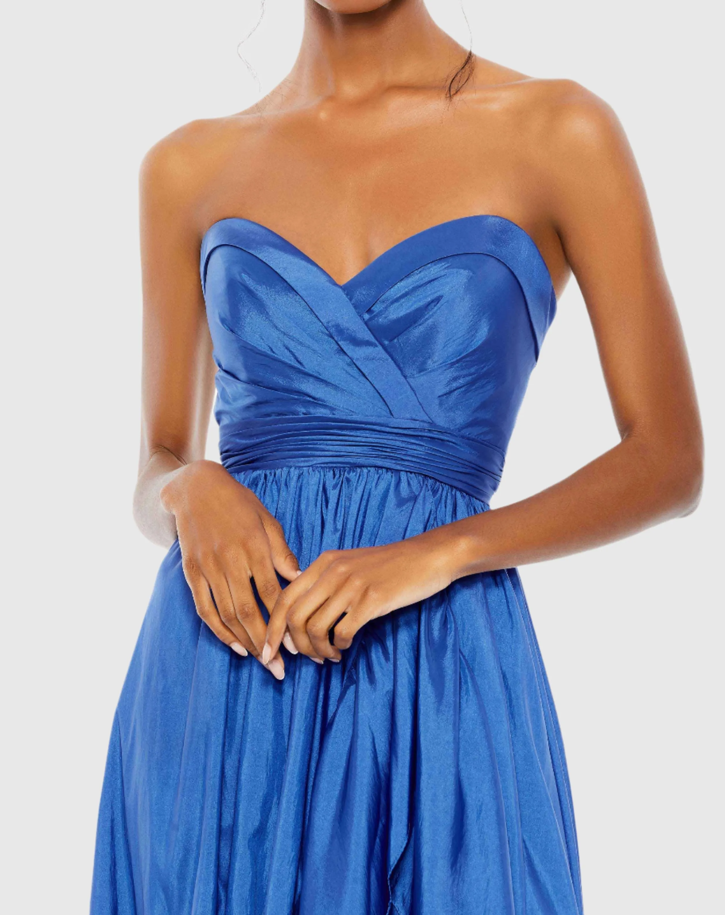 Asymmetrical Strapless Sweetheart Ruffle Gown