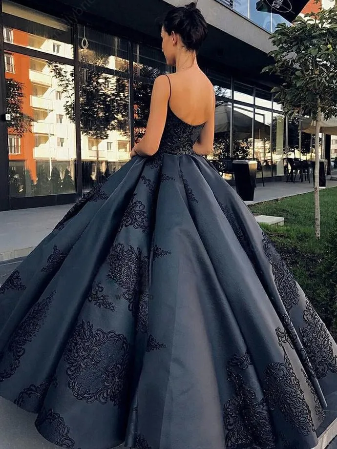 Ball Gown Black Prom Dress Cheap Long Princess Prom Dress #ER035