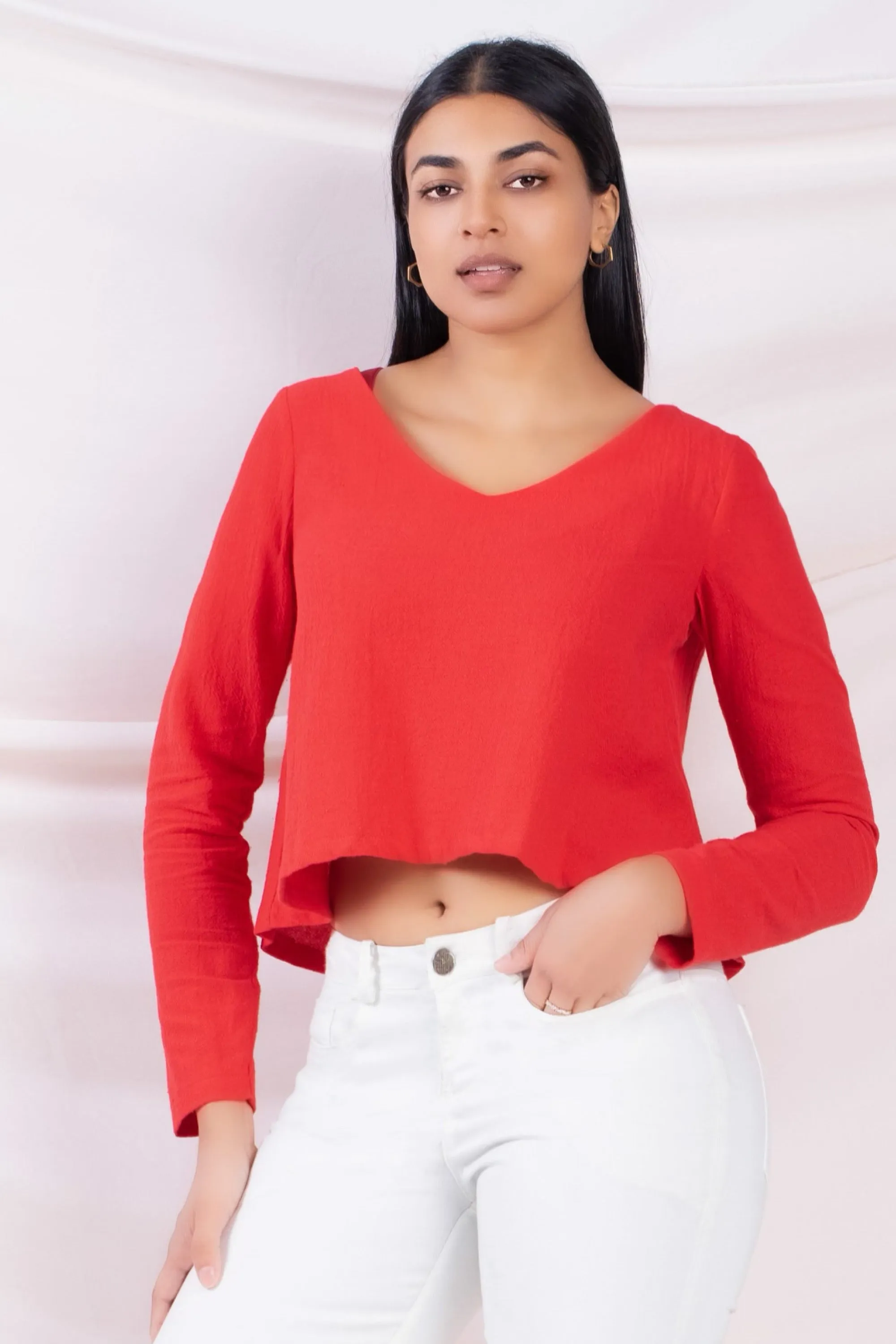 Bell Cut Long Sleeve Top