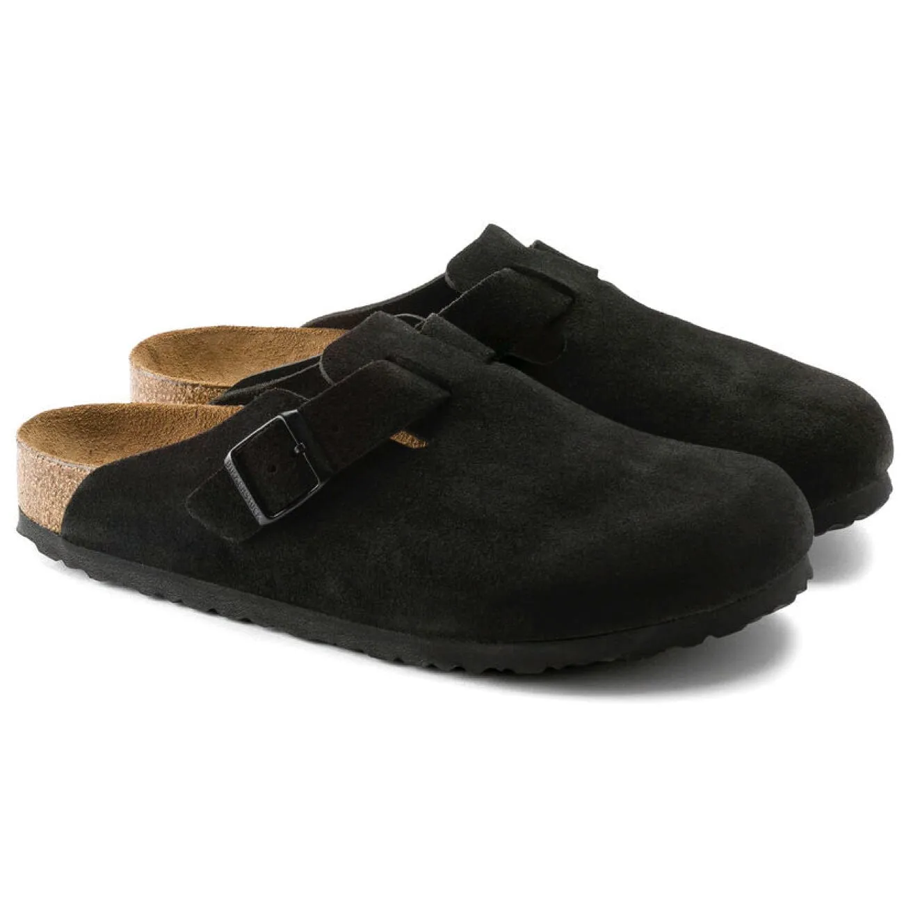 Birkenstock Seasonal, Boston, Suede Leather, Soft Footbed, Narrow Fit, Black