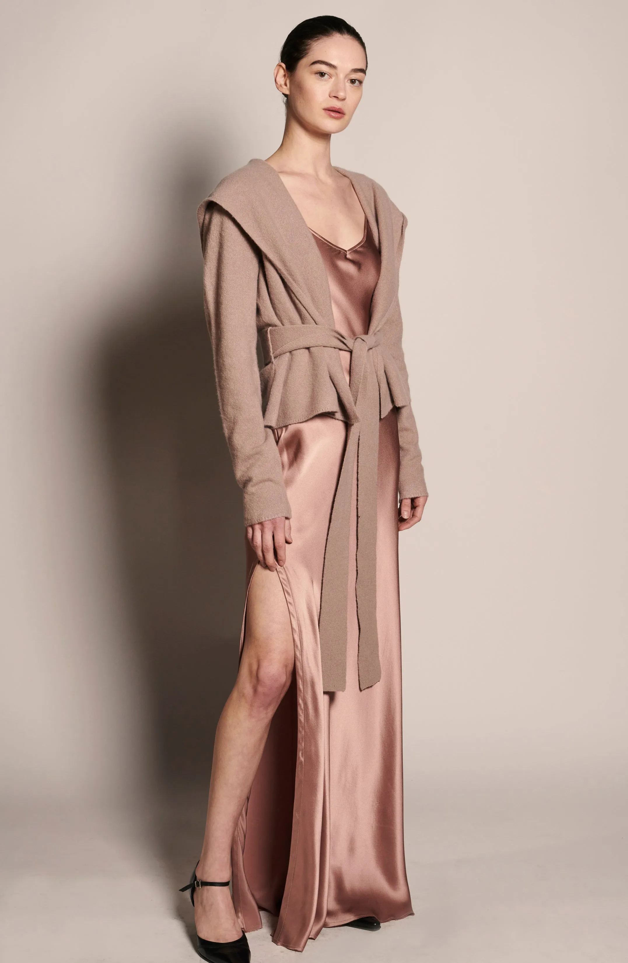 BM Full Length Slip Dress with Slit - Limestone