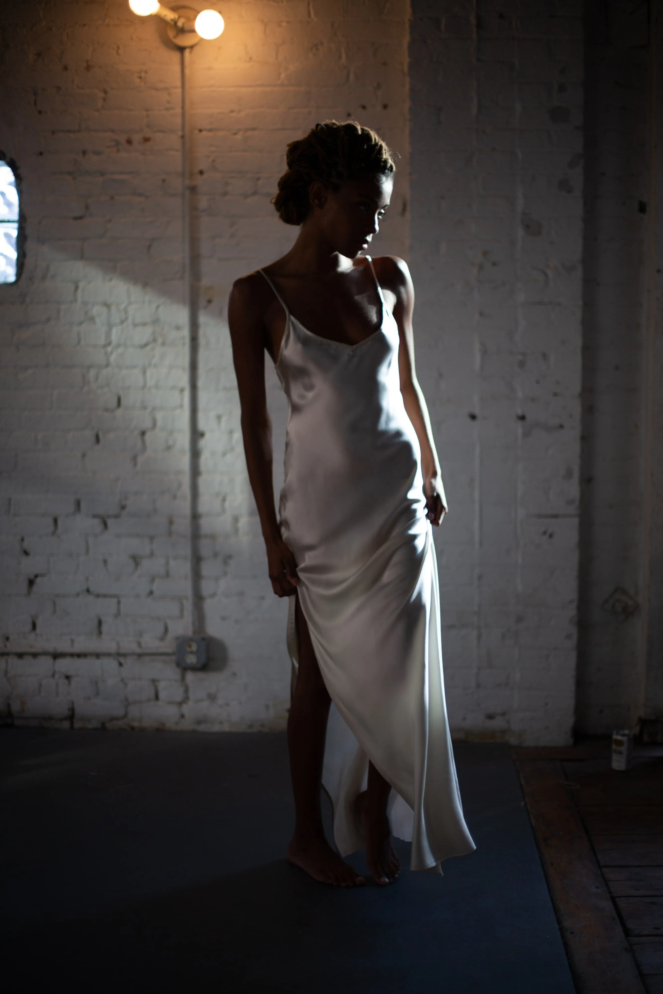 BM Full Length Slip Dress with Slit - Limestone