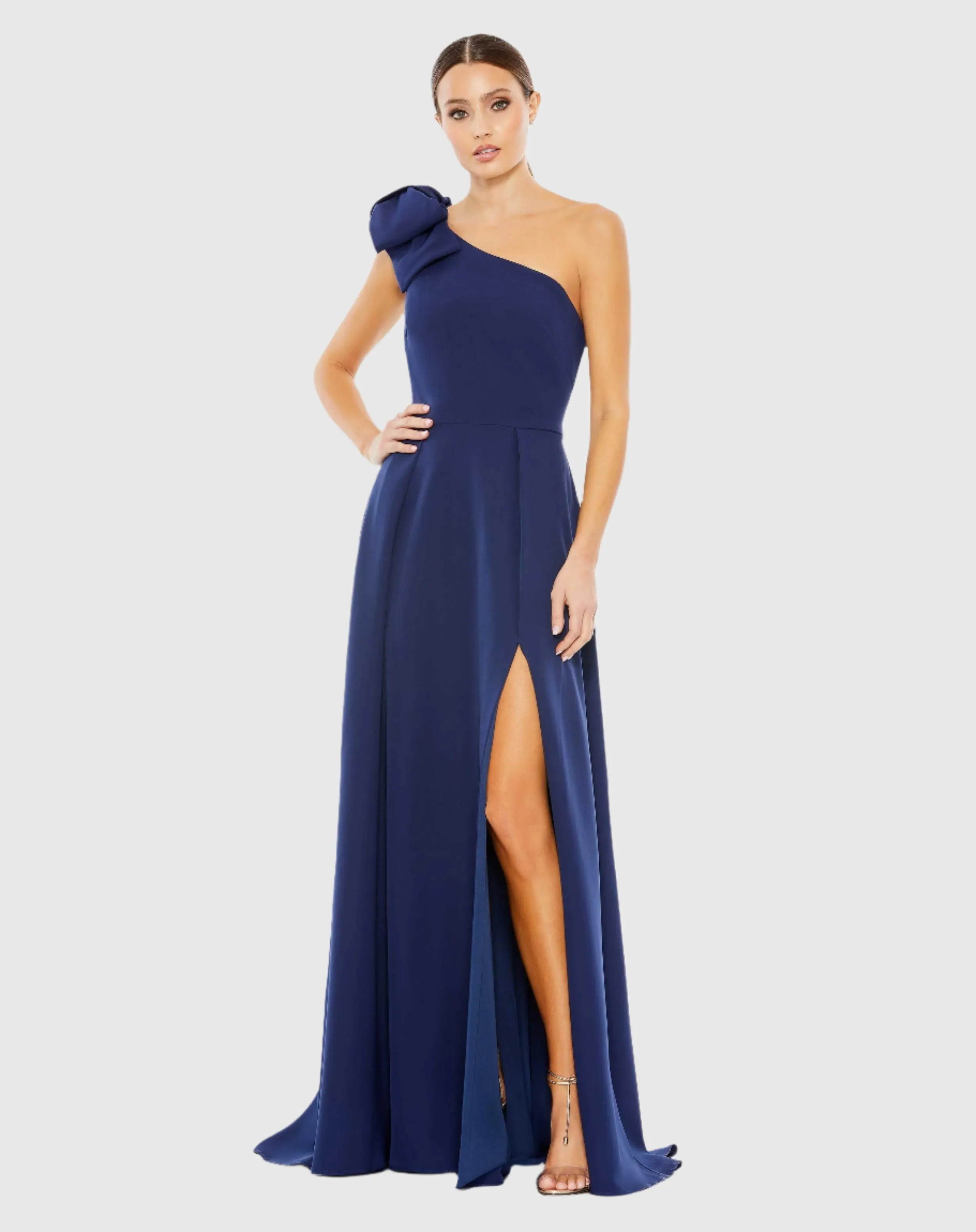 Bow One Shoulder A Line Gown