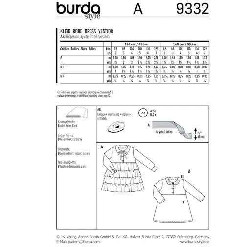 Burda Child Dresses 9332