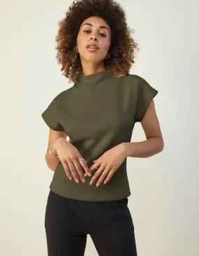 Cap Sleeve Mock Neck Top