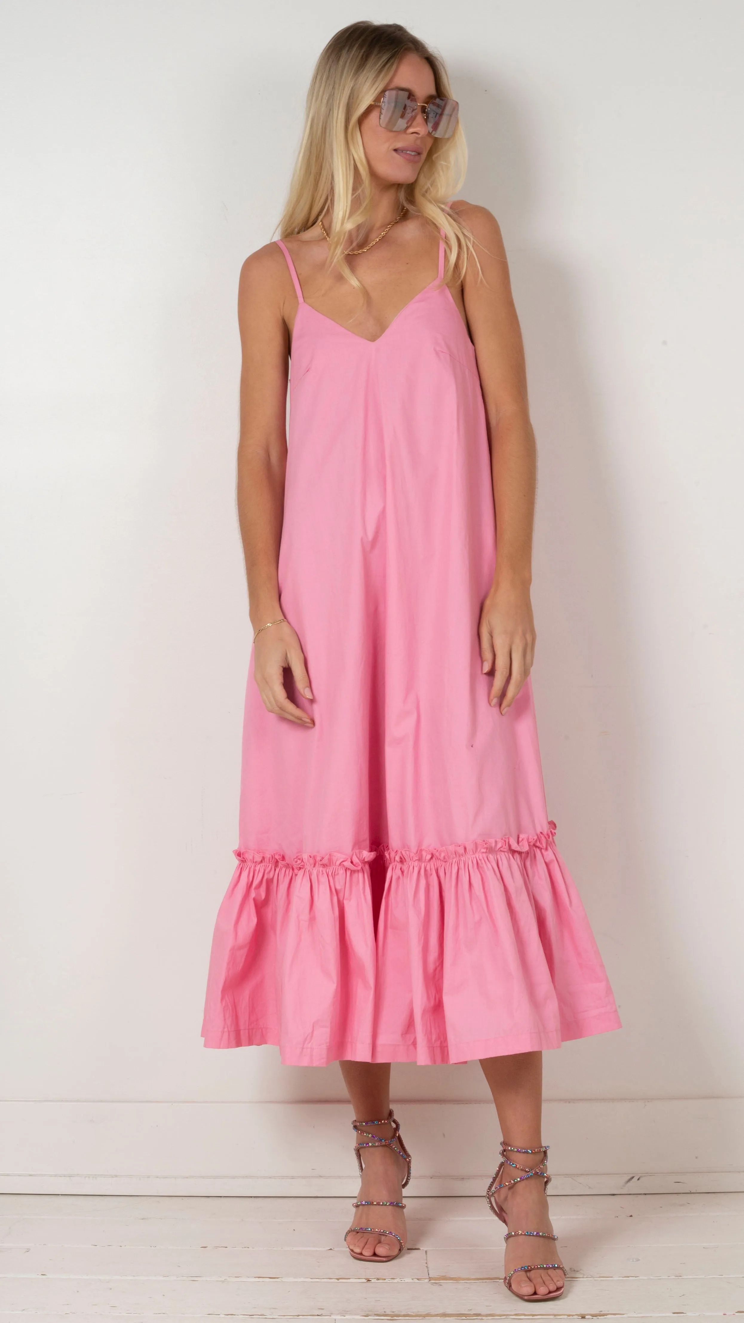 Carrie Giant Bow Back Midi - Pink