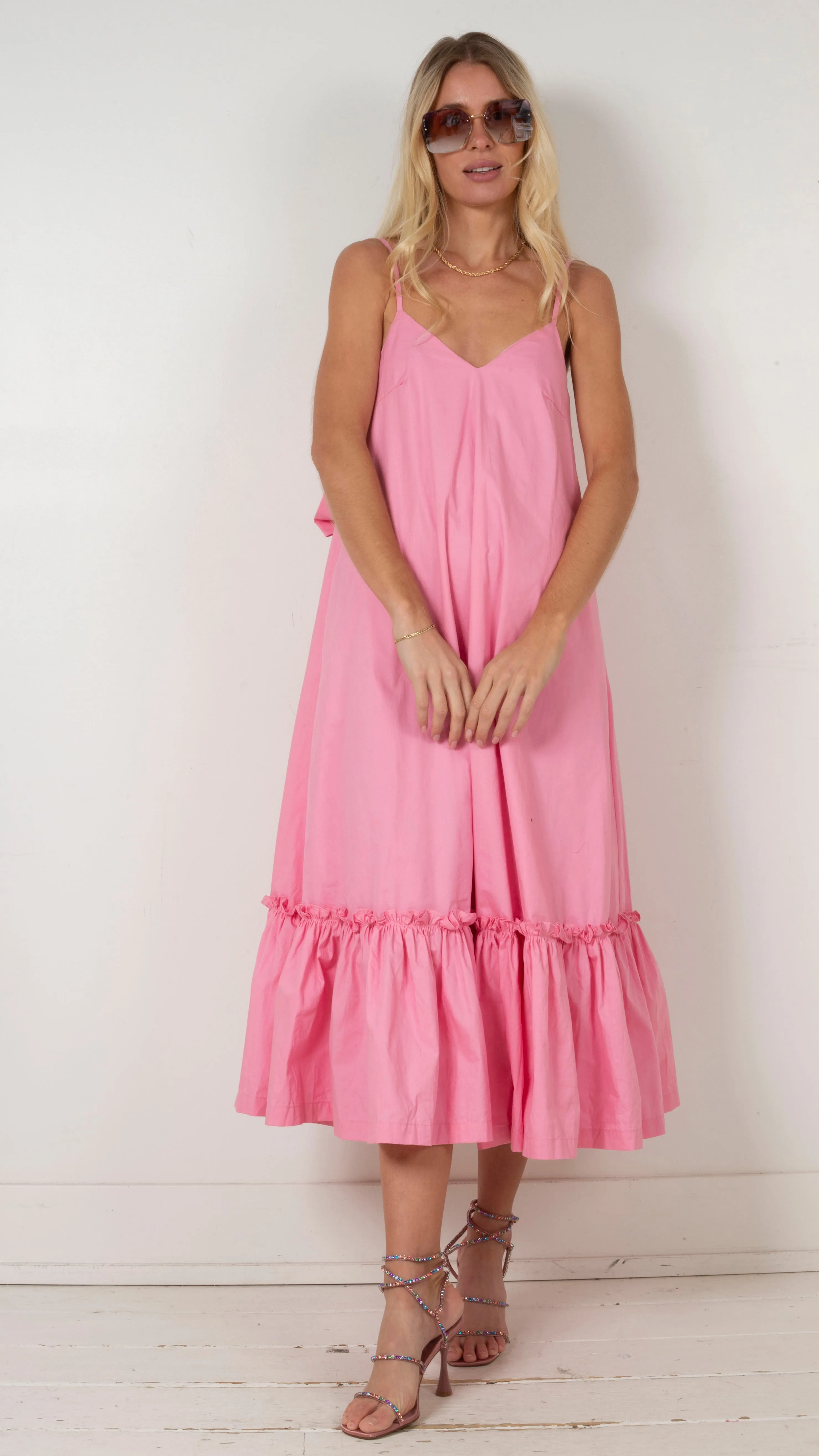 Carrie Giant Bow Back Midi - Pink