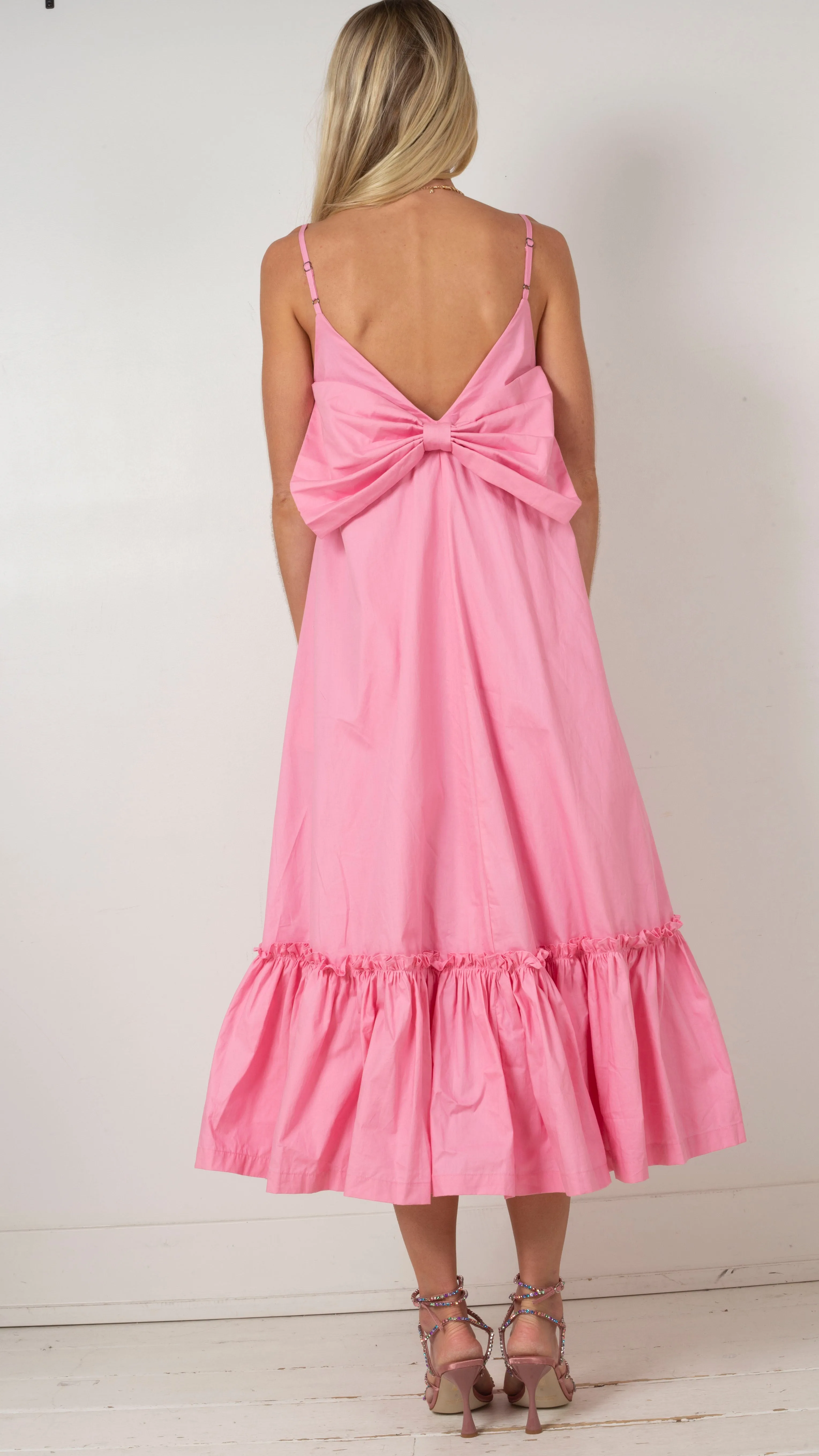 Carrie Giant Bow Back Midi - Pink