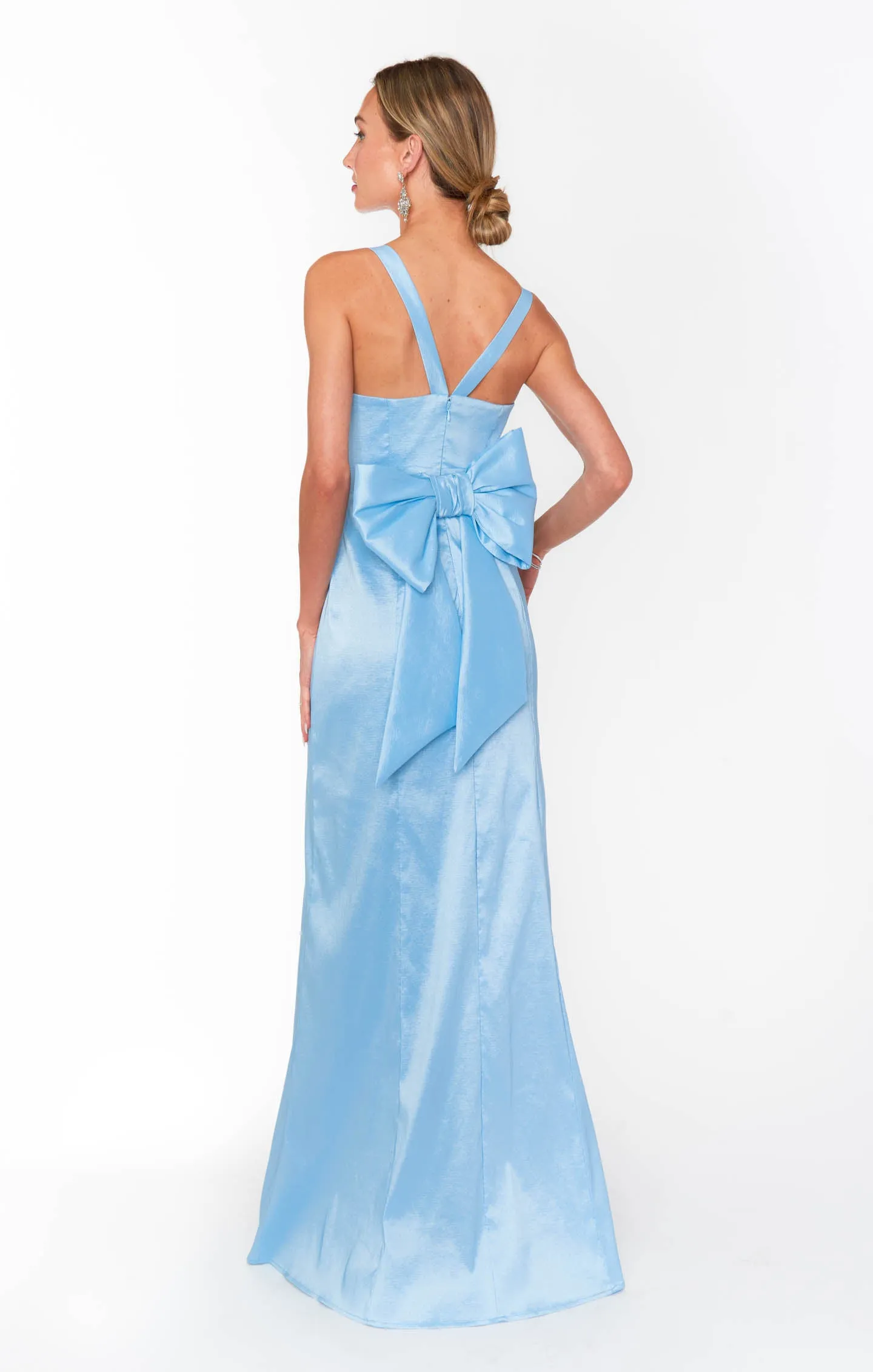 Charlotte Bow Dress ~ Light Blue Taffeta