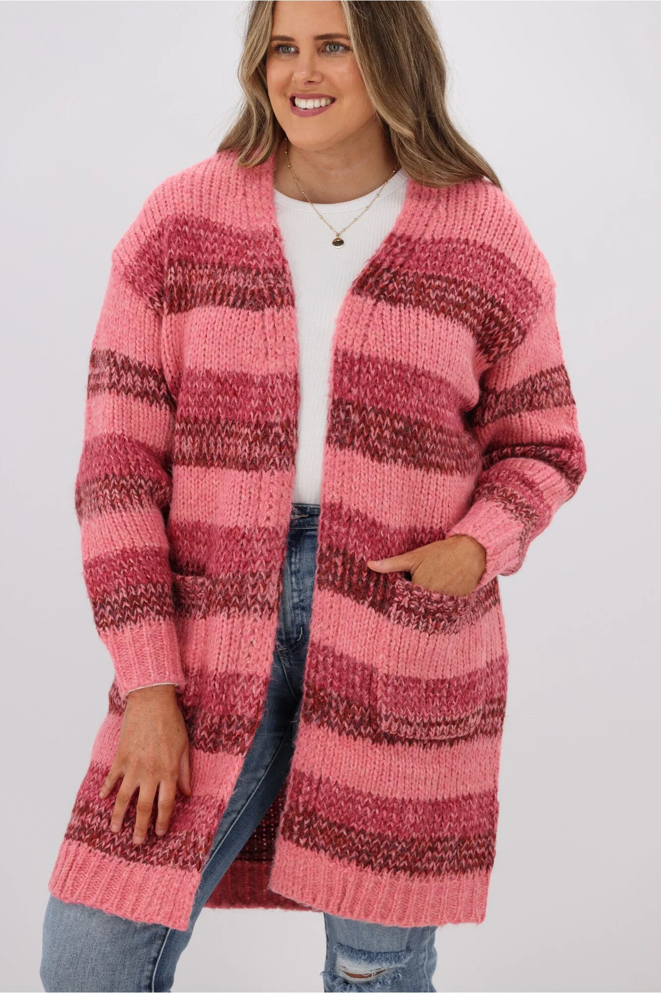 Charlotte the Label Mira Stripe Cardigan Pink