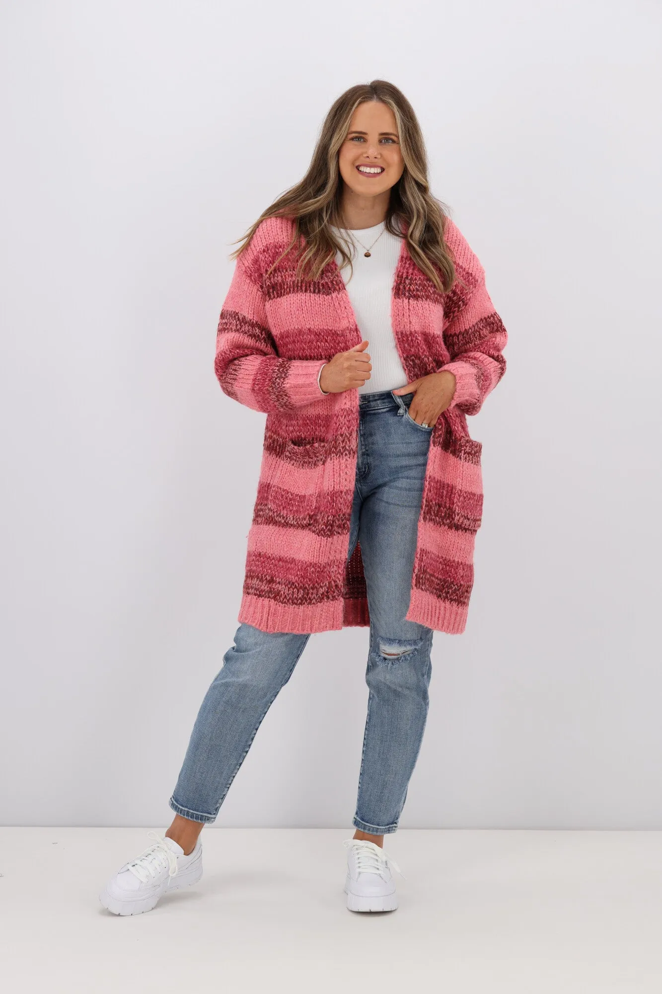 Charlotte the Label Mira Stripe Cardigan Pink