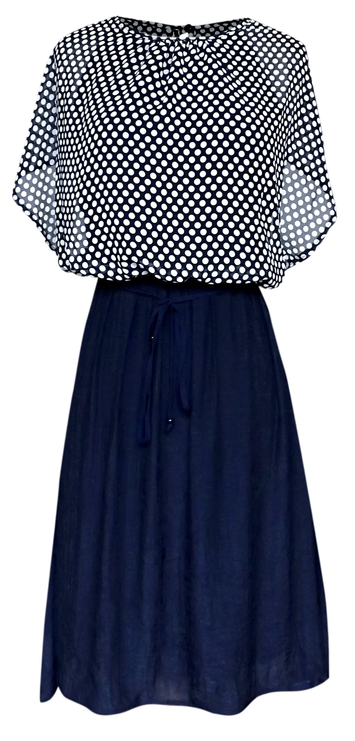 Charming Polka Dot Key Hole Back Tunic Top and Skirt 2 in 1 Dress