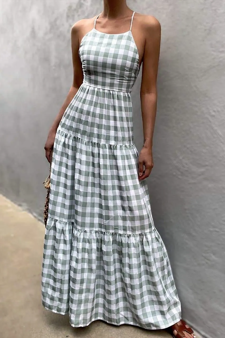 Chelsea Maxi Dress - Sage Check