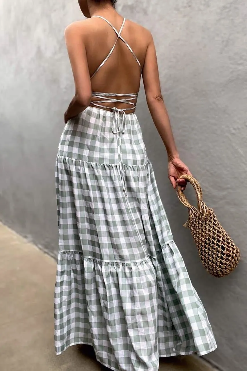 Chelsea Maxi Dress - Sage Check