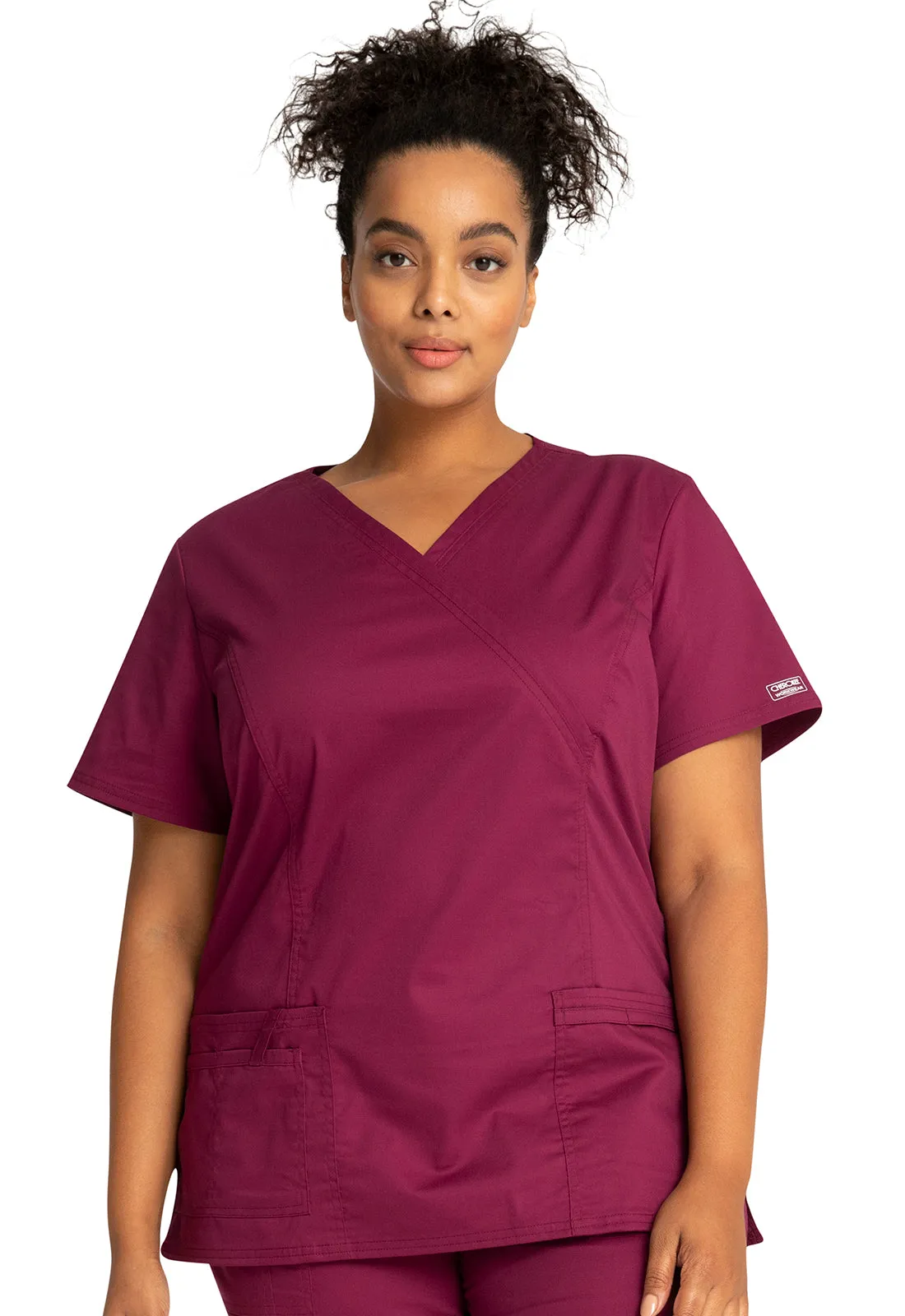 Cherokee WW Core Stretch Women's Mock Wrap 3-Pocket Scrub Top 4728