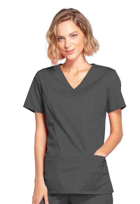 Cherokee WW Core Stretch Women's Mock Wrap 3-Pocket Scrub Top 4728