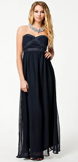 Chiffon Strapless Jewel Dress