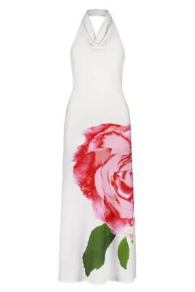 COWL SLIP DRESS-WHITE ROSE