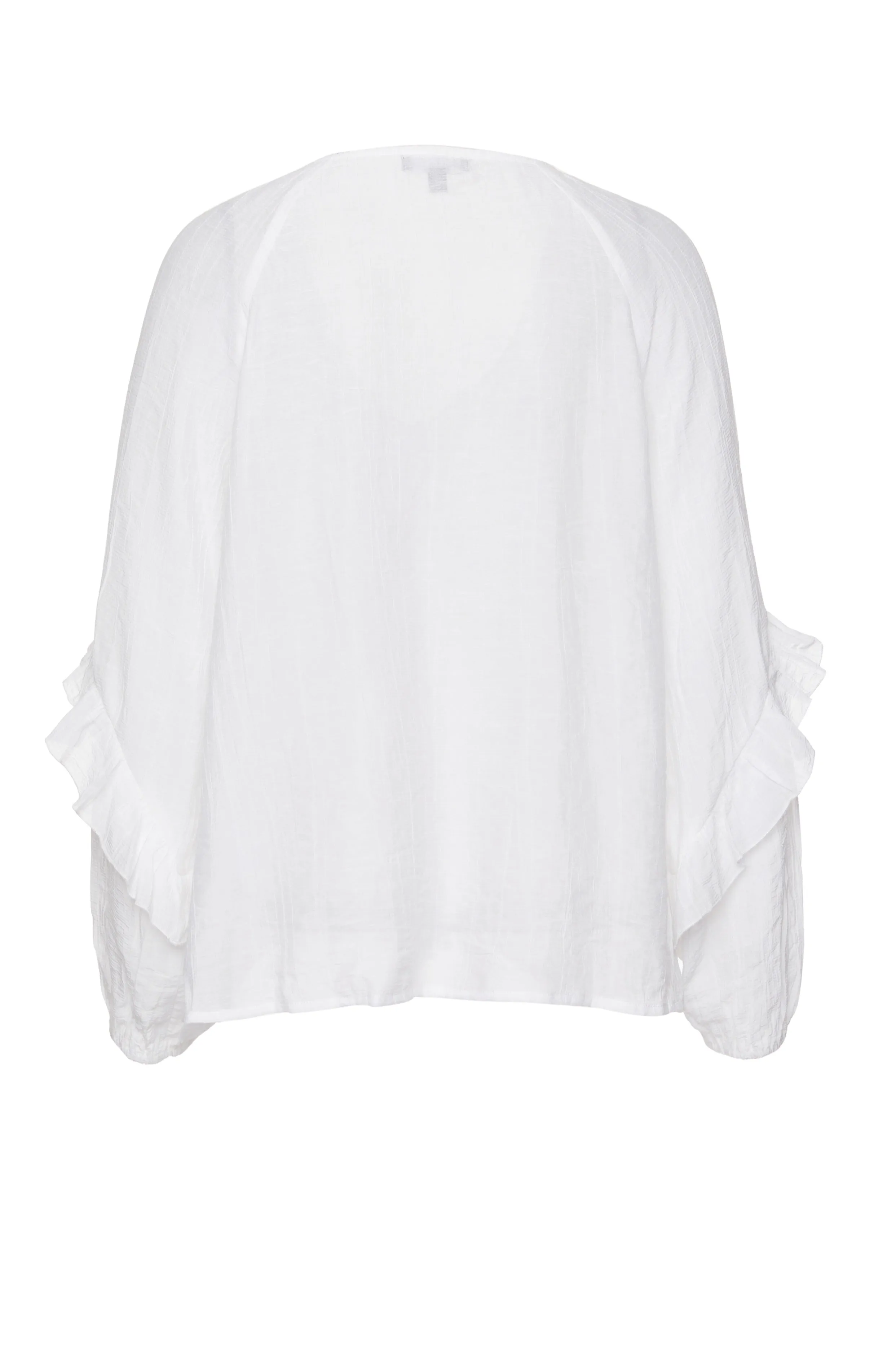 Day Dream Ivory Textured Frill Neck LS Top