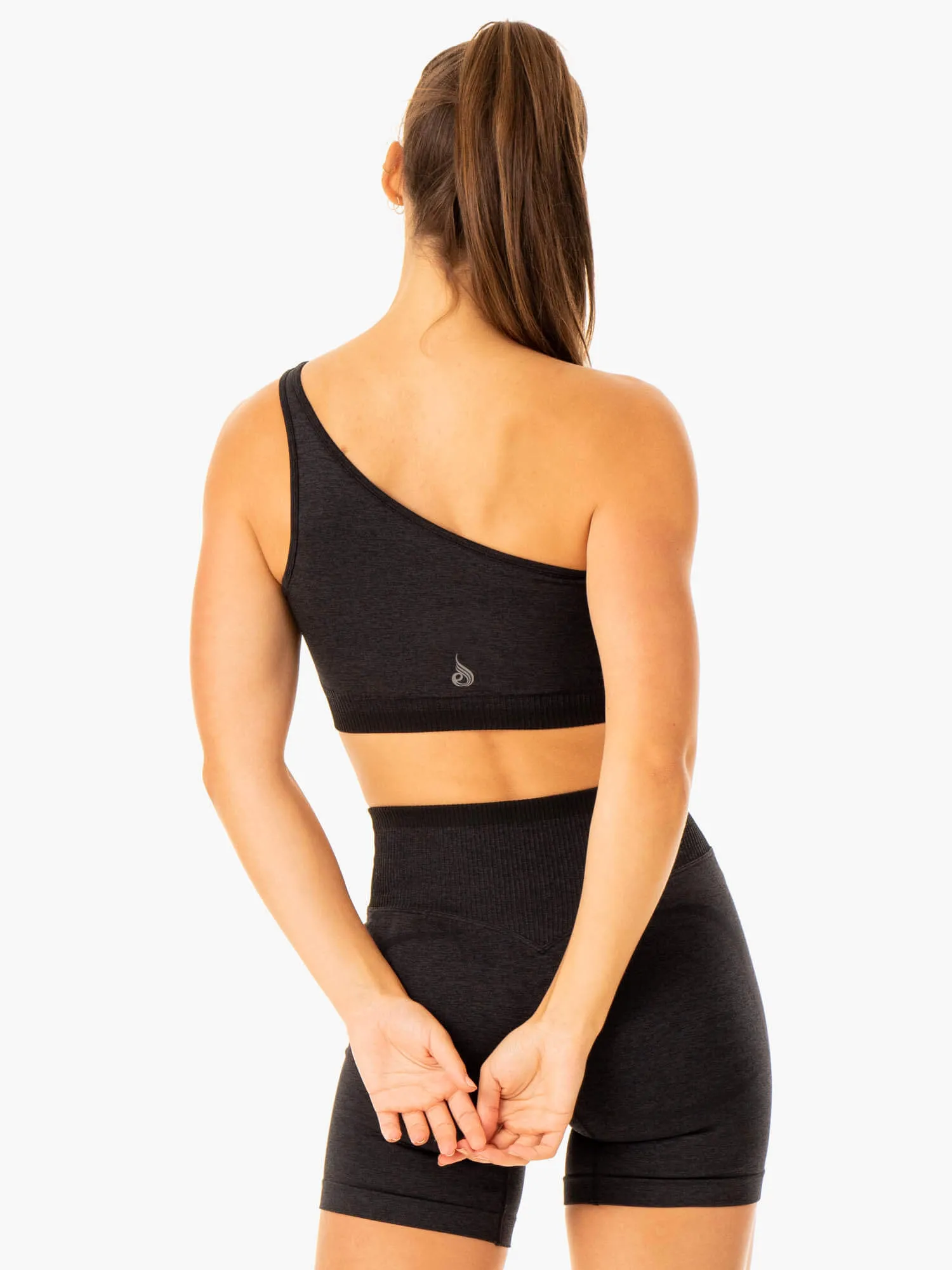 Excel Seamless One Shoulder Sports Bra - Black Marl