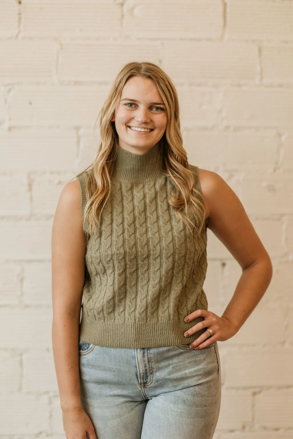 FARRAH CABLE KNIT SWEATER VEST 4 COLOR OPTIONS BY IVY & CO