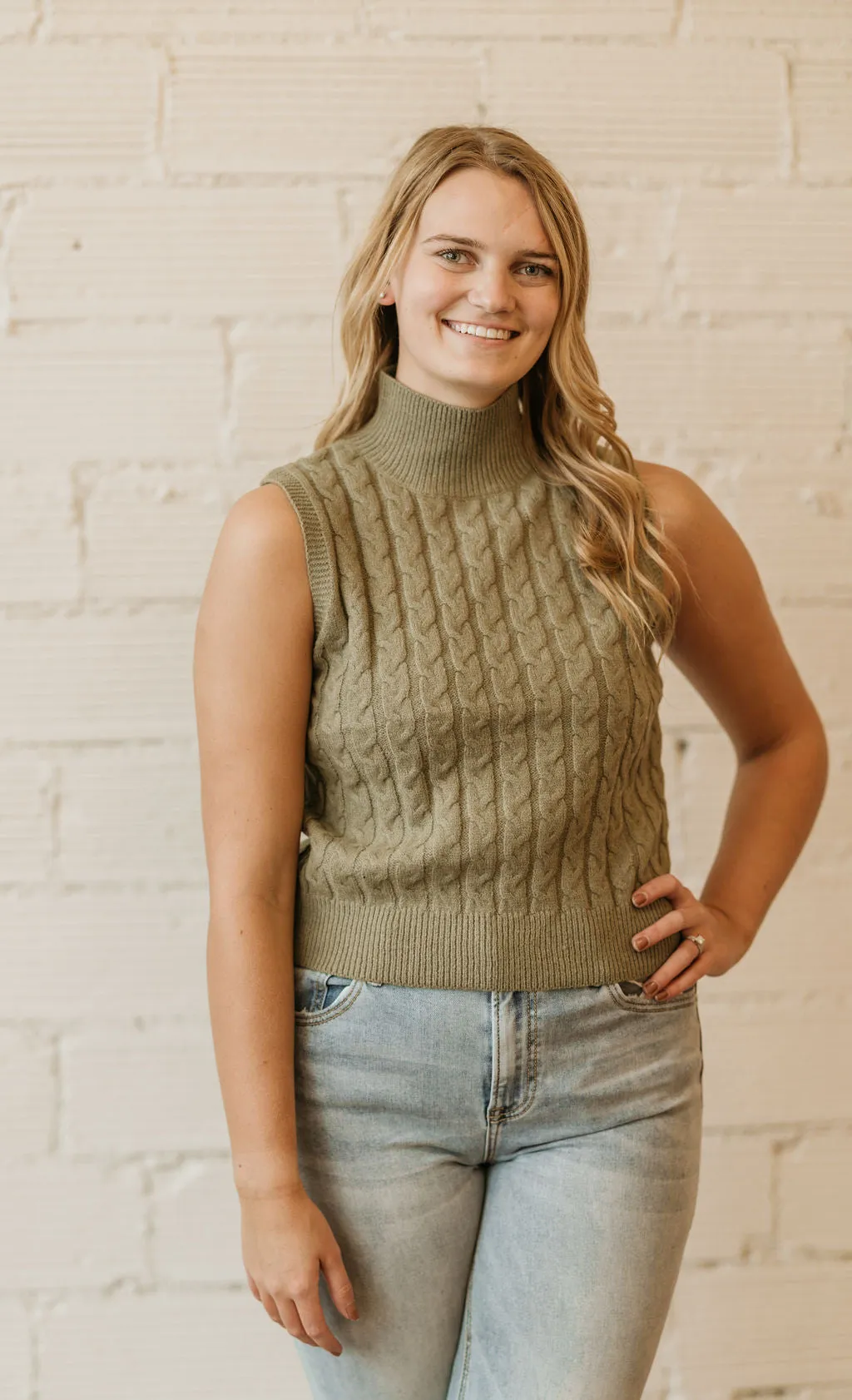 FARRAH CABLE KNIT SWEATER VEST 4 COLOR OPTIONS BY IVY & CO