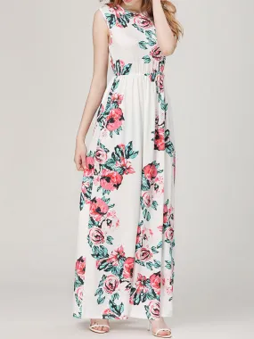 Fashion Sleeveless Floral Printed Maxi Dress