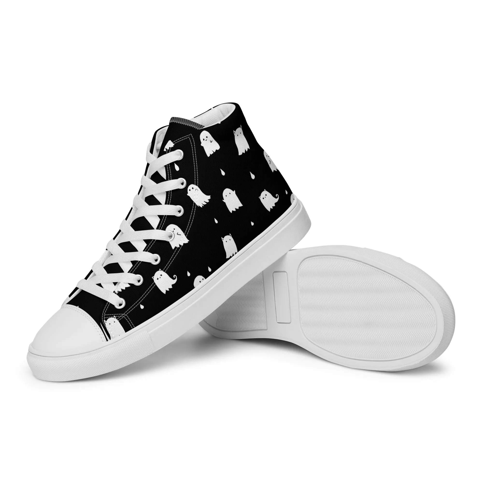 Ghost Party Women’s High Top Shoes - Vegan Leisurewear Sneakers for women - Comfortable Goth Trainers - Witchy Grunge Accessories