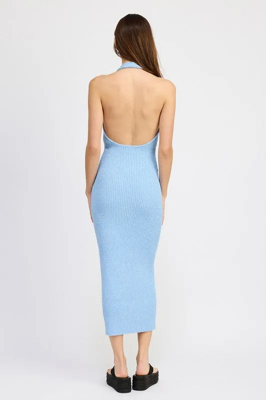 Halter Neck Bodycon Midi Dress