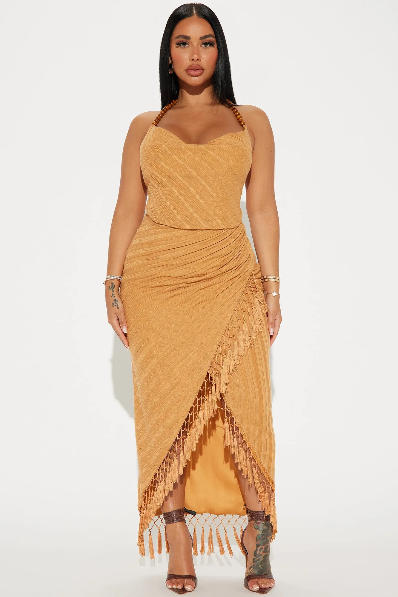 Harley Textured Maxi Dress - Cognac