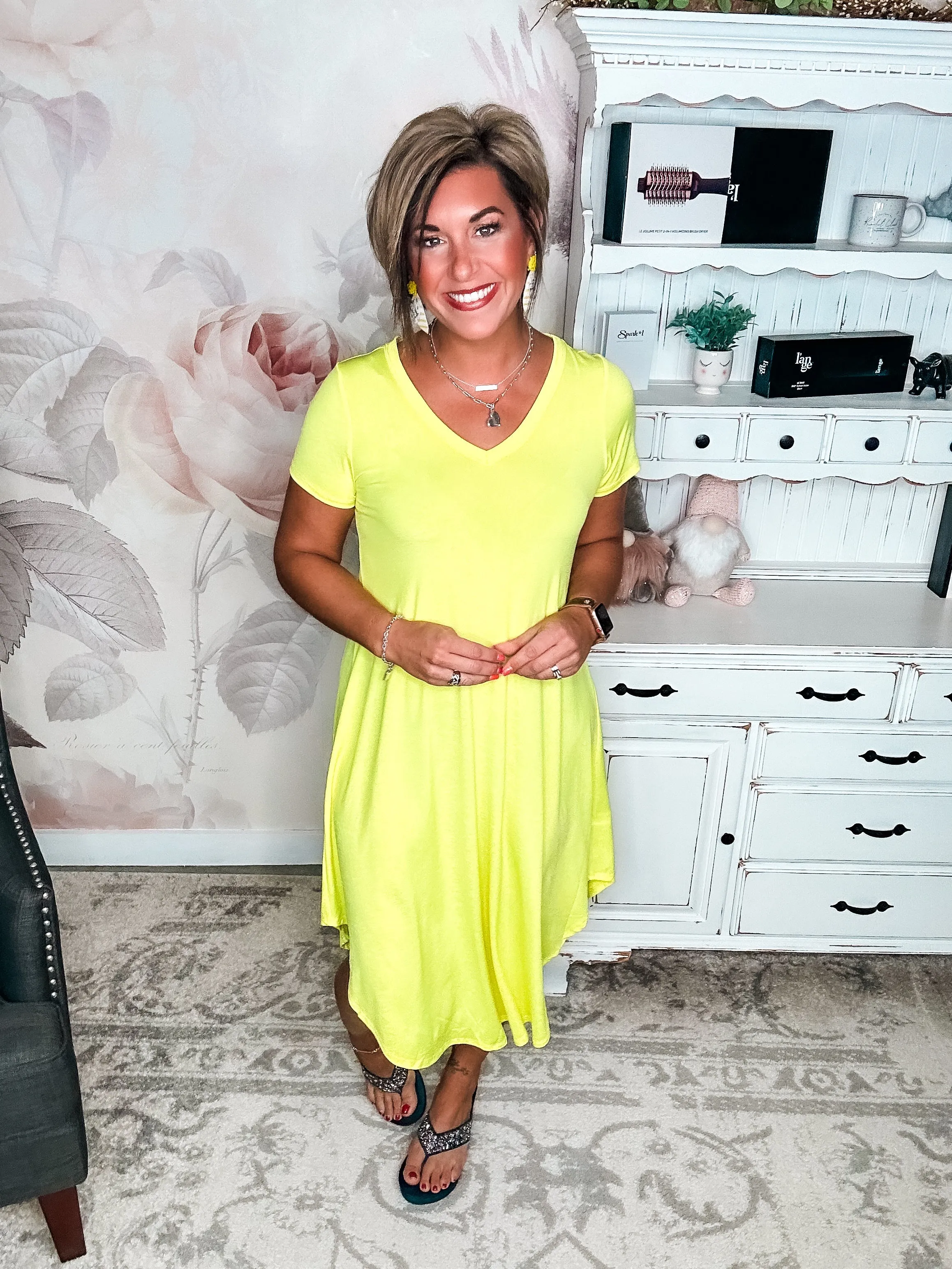 Hold Onto Hope Dress - Neon Yellow