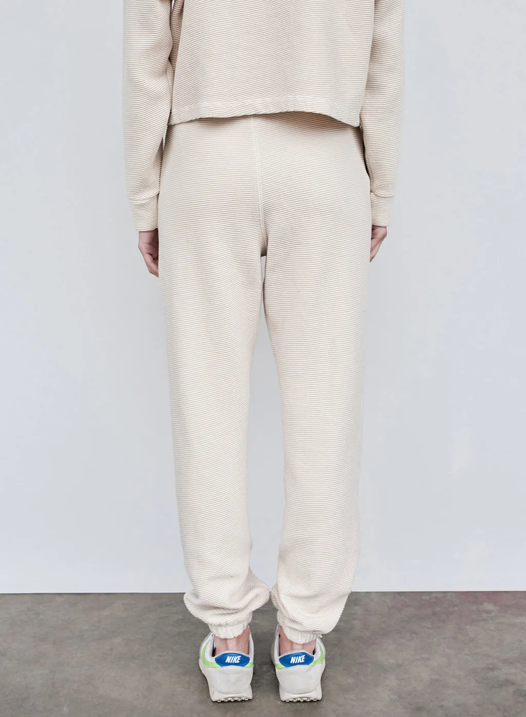 Horizontal Rib Sweatpant in Cream