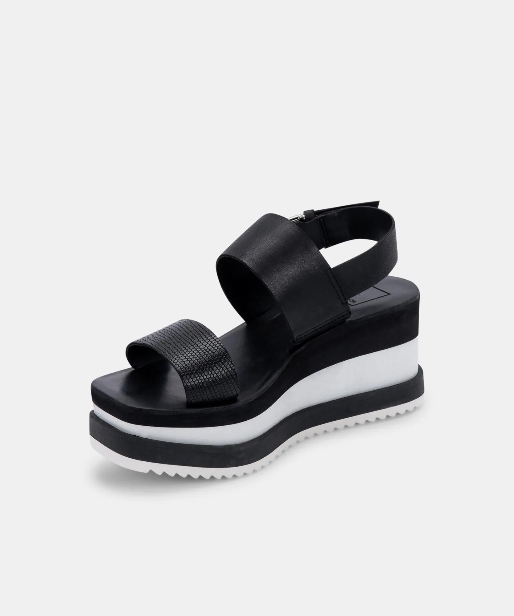 IDRAH SANDALS BLACK EMBOSSED LEATHER re:vita