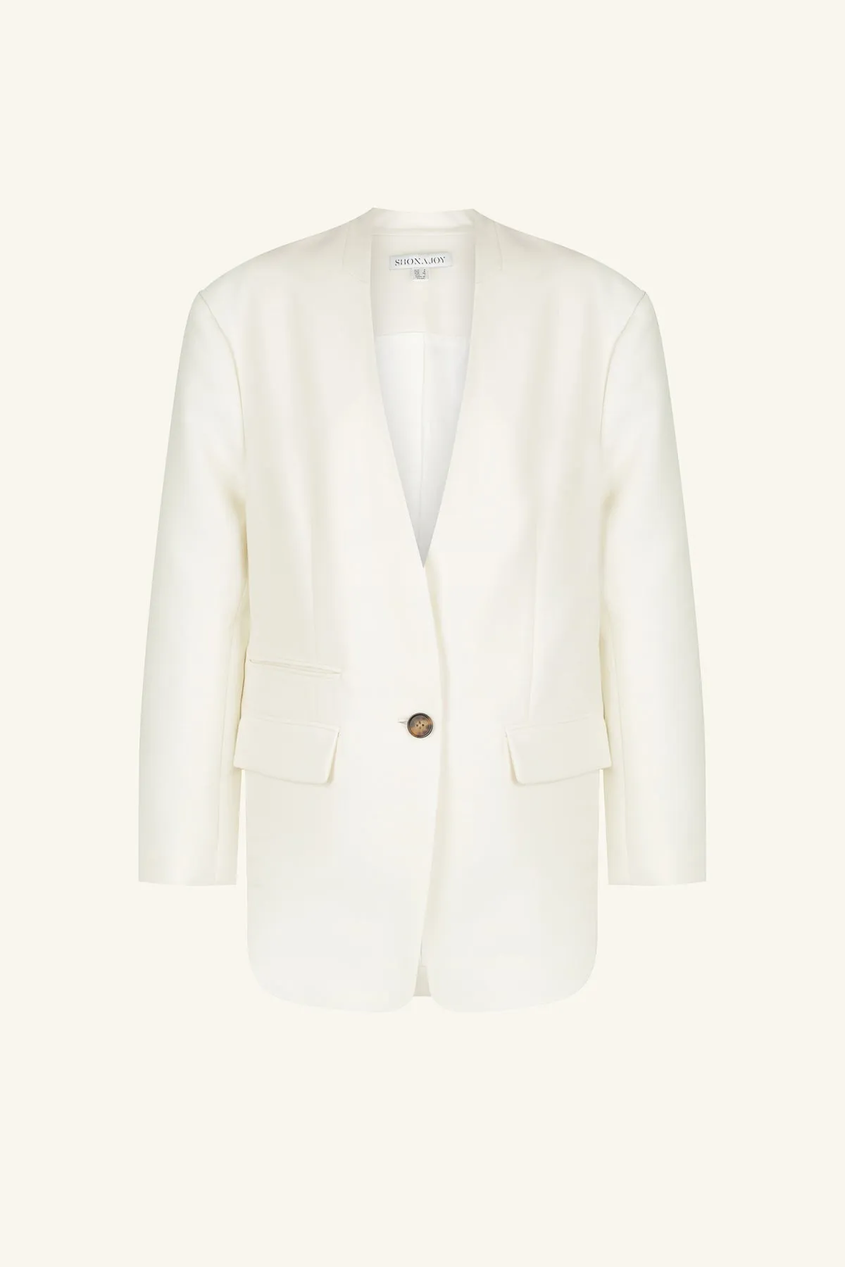 IRENA COLLARLESS OVERSIZED BLAZER - CREAM