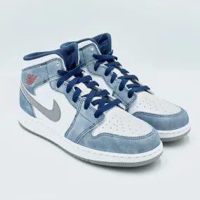 Jordan 1 Mid French Blue Fire Red