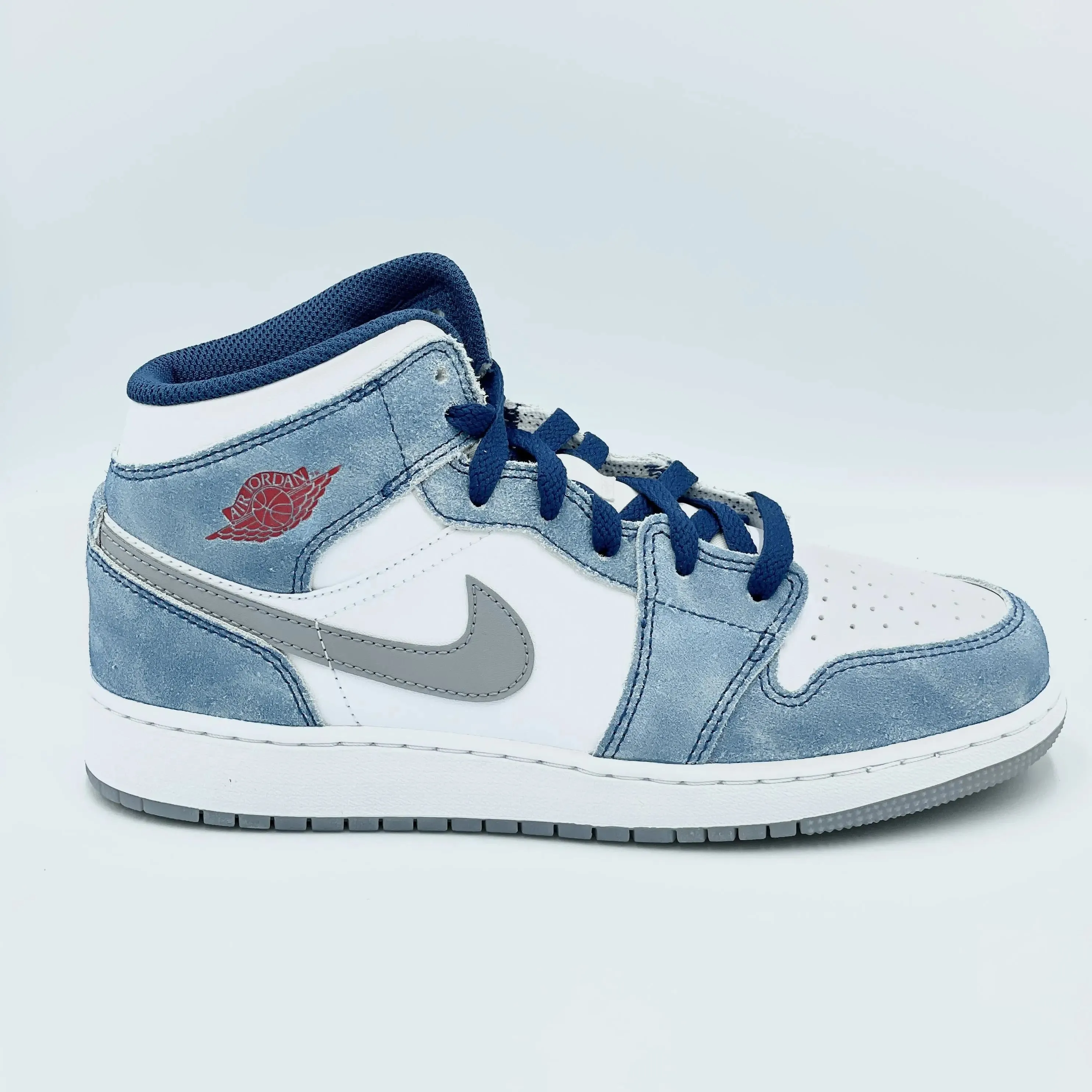 Jordan 1 Mid French Blue Fire Red