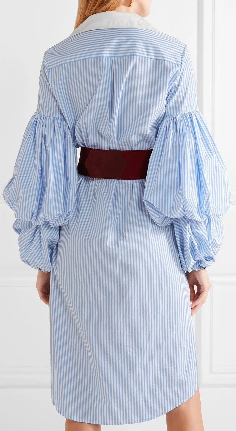 'La Henrecia' Striped Cotton-Poplin Dress