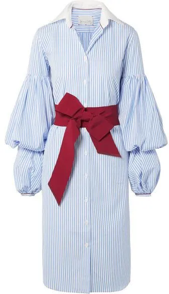 'La Henrecia' Striped Cotton-Poplin Dress